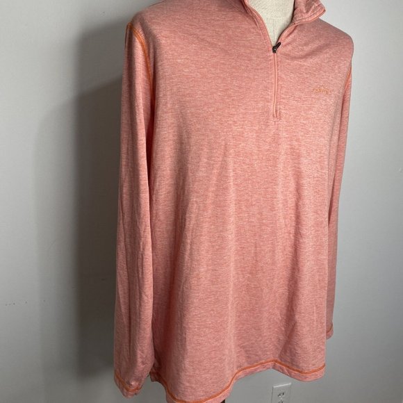 Orvis Trout Bum Shirt L 1/4 Zip Coral Orange Top Long Sleeve Hiking Fishing - Picture 5 of 7